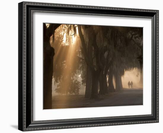 Boys Walking in Early Morning Fog at Bethesda, Savannah, Georgia, USA-Joanne Wells-Framed Photographic Print