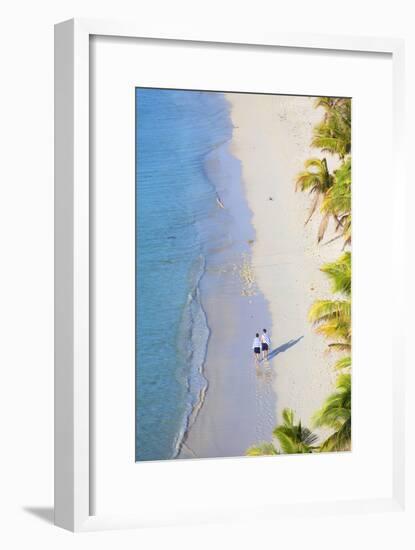 Boys Walking on Beach at Mana Island Resort, Mana Island, Mamanuca Islands, Fiji-Ian Trower-Framed Premium Photographic Print