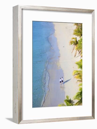 Boys Walking on Beach at Mana Island Resort, Mana Island, Mamanuca Islands, Fiji-Ian Trower-Framed Premium Photographic Print