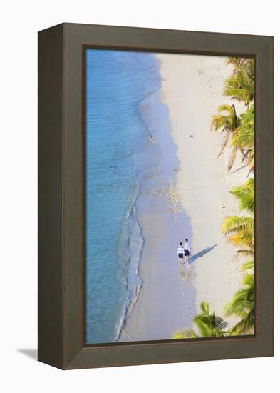 Boys Walking on Beach at Mana Island Resort, Mana Island, Mamanuca Islands, Fiji-Ian Trower-Framed Premier Image Canvas