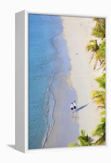 Boys Walking on Beach at Mana Island Resort, Mana Island, Mamanuca Islands, Fiji-Ian Trower-Framed Premier Image Canvas
