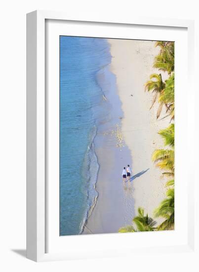 Boys Walking on Beach at Mana Island Resort, Mana Island, Mamanuca Islands, Fiji-Ian Trower-Framed Photographic Print