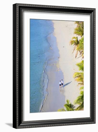 Boys Walking on Beach at Mana Island Resort, Mana Island, Mamanuca Islands, Fiji-Ian Trower-Framed Photographic Print