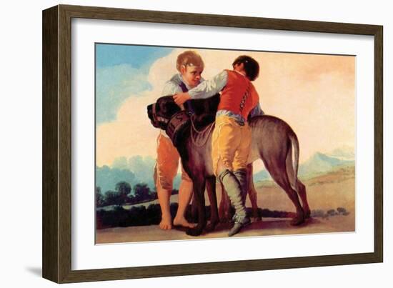 Boys with Blood Dogs-Francisco de Goya-Framed Art Print