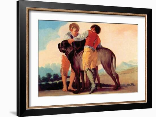 Boys with Blood Dogs-Francisco de Goya-Framed Art Print