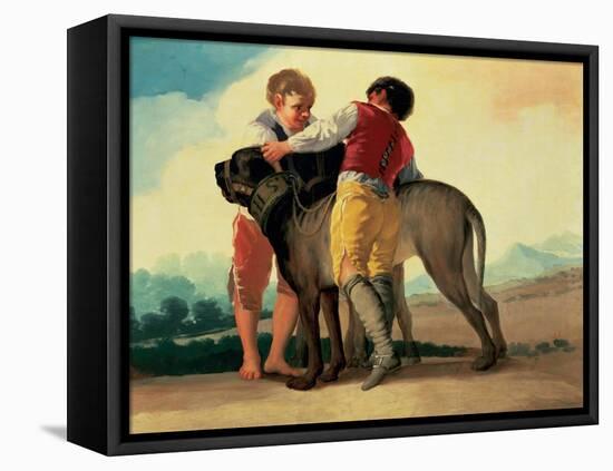 Boys with Mastiff, C.1786 (Oil on Cardboard)-Francisco Jose de Goya y Lucientes-Framed Premier Image Canvas