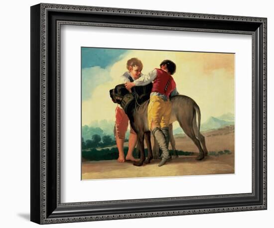 Boys with Mastiff, C.1786 (Oil on Cardboard)-Francisco Jose de Goya y Lucientes-Framed Giclee Print