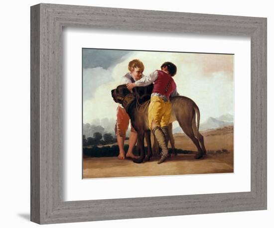 Boys with Mastiff, C.1786 (Oil on Cardboard)-Francisco Jose de Goya y Lucientes-Framed Giclee Print