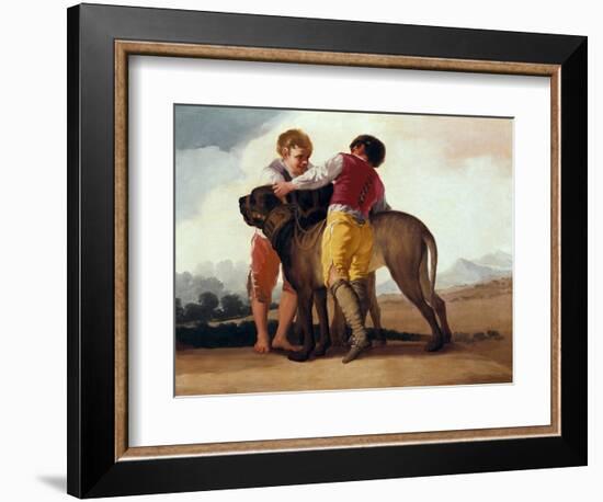 Boys with Mastiff, C.1786 (Oil on Cardboard)-Francisco Jose de Goya y Lucientes-Framed Giclee Print