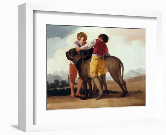 Boys with Mastiff, C.1786 (Oil on Cardboard)-Francisco Jose de Goya y Lucientes-Framed Giclee Print