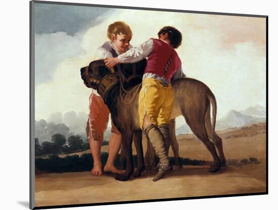 Boys with Mastiff, C.1786 (Oil on Cardboard)-Francisco Jose de Goya y Lucientes-Mounted Giclee Print