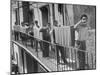 Boys Working in Pasta Factory Carry Rods of Pasta to Drying Rooms-Alfred Eisenstaedt-Mounted Photographic Print