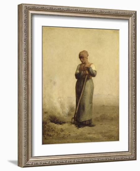 Br?leuse d'herbes-Jean-François Millet-Framed Giclee Print