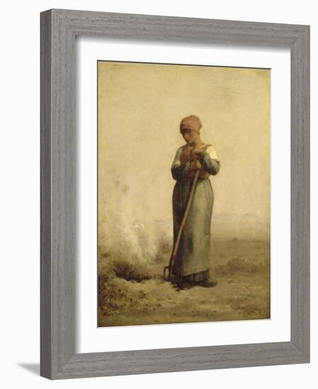 Br?leuse d'herbes-Jean-François Millet-Framed Giclee Print