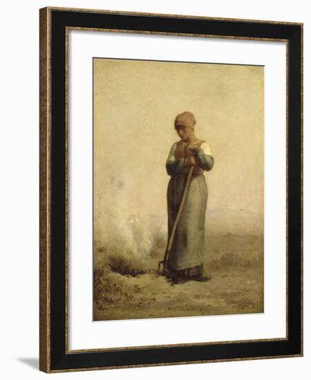 Br?leuse d'herbes-Jean-François Millet-Framed Giclee Print