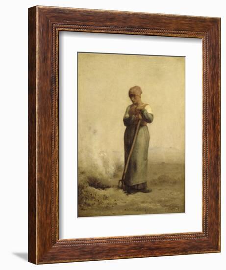 Br?leuse d'herbes-Jean-François Millet-Framed Giclee Print