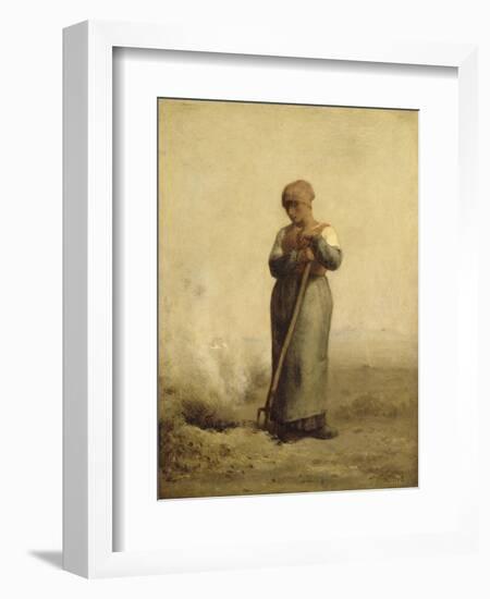 Br?leuse d'herbes-Jean-François Millet-Framed Giclee Print