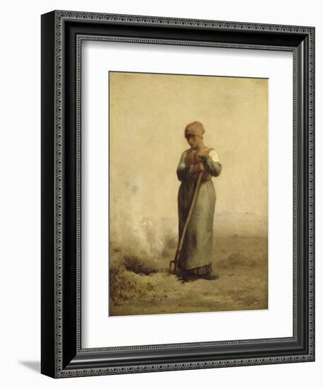 Br?leuse d'herbes-Jean-François Millet-Framed Giclee Print