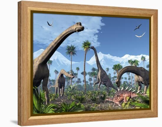 Brachiosaurus Dinosaurs, Artwork-Roger Harris-Framed Premier Image Canvas