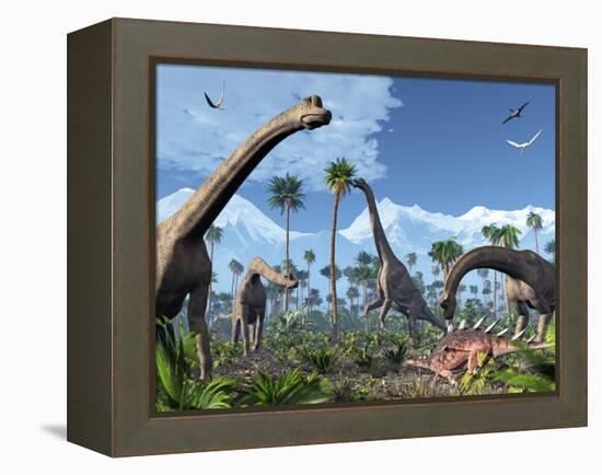 Brachiosaurus Dinosaurs, Artwork-Roger Harris-Framed Premier Image Canvas