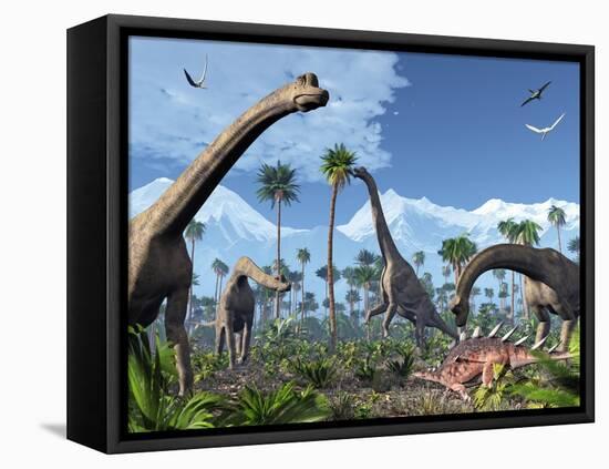 Brachiosaurus Dinosaurs, Artwork-Roger Harris-Framed Premier Image Canvas