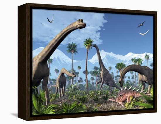 Brachiosaurus Dinosaurs, Artwork-Roger Harris-Framed Premier Image Canvas