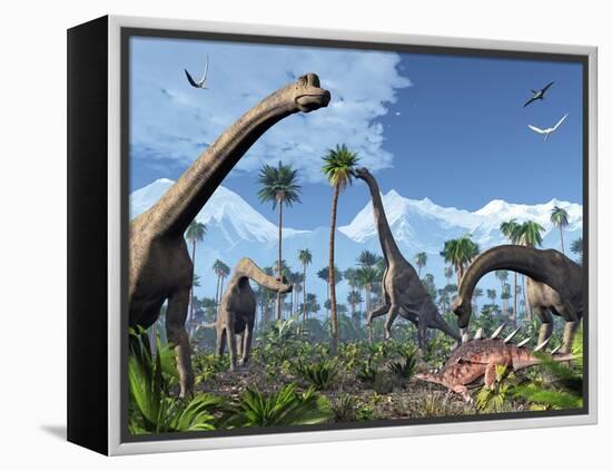 Brachiosaurus Dinosaurs, Artwork-Roger Harris-Framed Premier Image Canvas