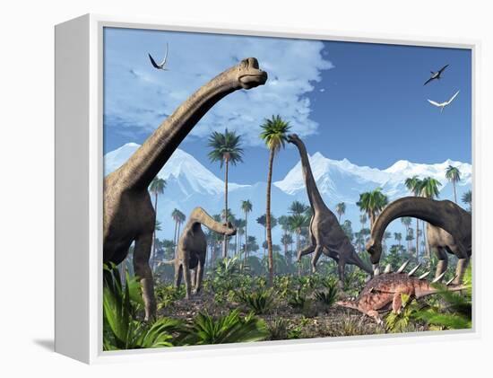 Brachiosaurus Dinosaurs, Artwork-Roger Harris-Framed Premier Image Canvas