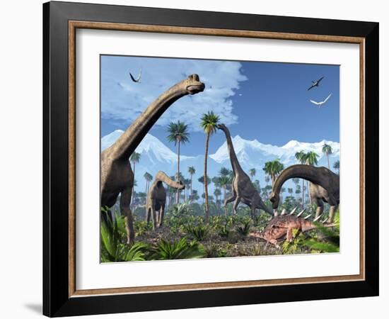 Brachiosaurus Dinosaurs, Artwork-Roger Harris-Framed Photographic Print