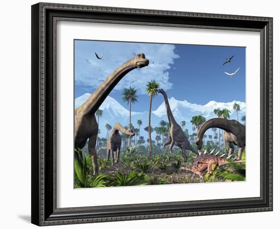 Brachiosaurus Dinosaurs, Artwork-Roger Harris-Framed Photographic Print