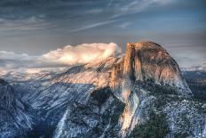 Yosemite National Park, California: Clouds Roll in on Half Dome as Sunset Falls on the Valley-Brad Beck-Photographic Print