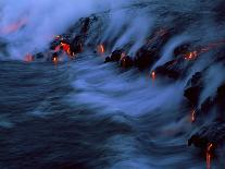 Lava Flowing Down Cliff Into the Ocean-Brad Lewis-Framed Photographic Print