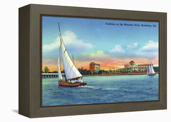 Bradenton, Florida - Sailboat on Manatee River-Lantern Press-Framed Stretched Canvas