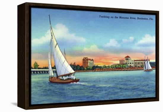 Bradenton, Florida - Sailboat on Manatee River-Lantern Press-Framed Stretched Canvas