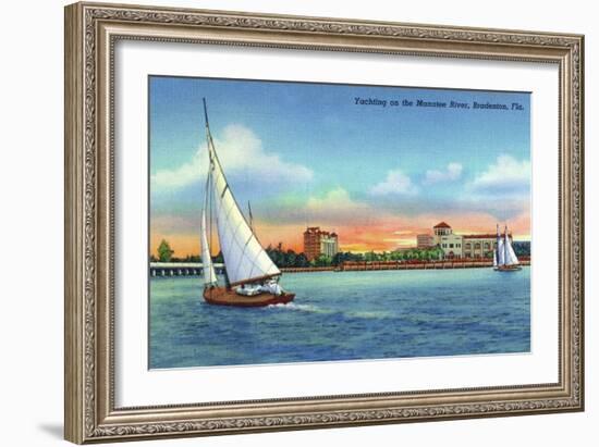 Bradenton, Florida - Sailboat on Manatee River-Lantern Press-Framed Art Print