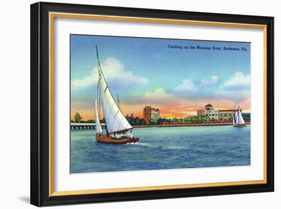 Bradenton, Florida - Sailboat on Manatee River-Lantern Press-Framed Art Print