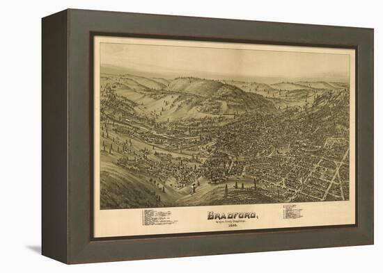 Bradford, Pennsylvania - Panoramic Map-Lantern Press-Framed Stretched Canvas