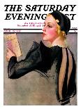 "Woman with Signal Flag," Saturday Evening Post Cover, July 7, 1928-Bradshaw Crandall-Framed Giclee Print