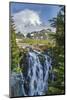 Braided Myrtle Falls and Mt Rainier, Skyline Trail, NP, Washington-Michael Qualls-Mounted Photographic Print