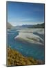 Braided streams of the Rakaia River, and gorse in flower, Mid Canterbury, South Island, New Zealand-David Wall-Mounted Photographic Print