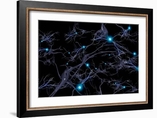 Brain cells with electrical firing of neurons.-Bruce Rolff-Framed Premium Giclee Print