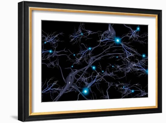 Brain cells with electrical firing of neurons.-Bruce Rolff-Framed Premium Giclee Print