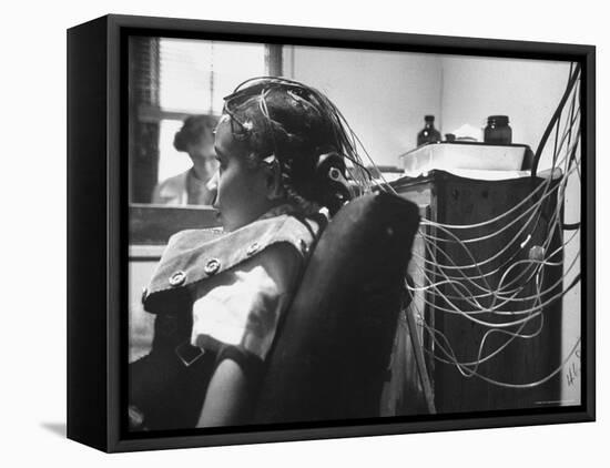 Brain Impulses Are Measured by Electroencephalograph Readings from Electrodes at Headache Clinic-Gordon Parks-Framed Premier Image Canvas