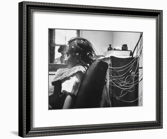 Brain Impulses Are Measured by Electroencephalograph Readings from Electrodes at Headache Clinic-Gordon Parks-Framed Premium Photographic Print