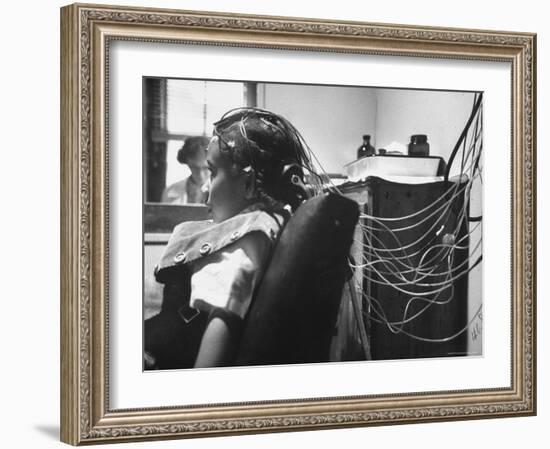 Brain Impulses Are Measured by Electroencephalograph Readings from Electrodes at Headache Clinic-Gordon Parks-Framed Photographic Print