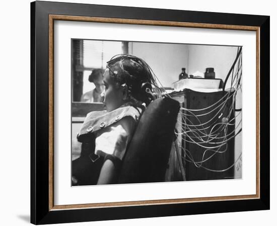 Brain Impulses Are Measured by Electroencephalograph Readings from Electrodes at Headache Clinic-Gordon Parks-Framed Photographic Print