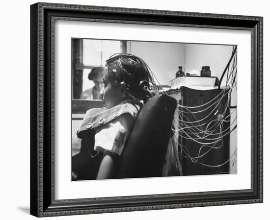 Brain Impulses Are Measured by Electroencephalograph Readings from Electrodes at Headache Clinic-Gordon Parks-Framed Photographic Print