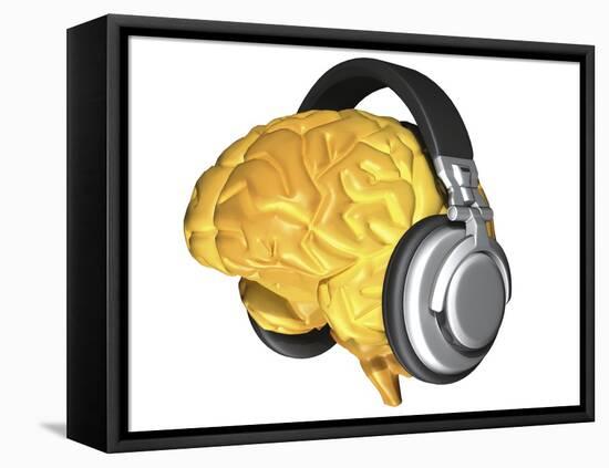 Brain with Headphones, Artwork-PASIEKA-Framed Premier Image Canvas