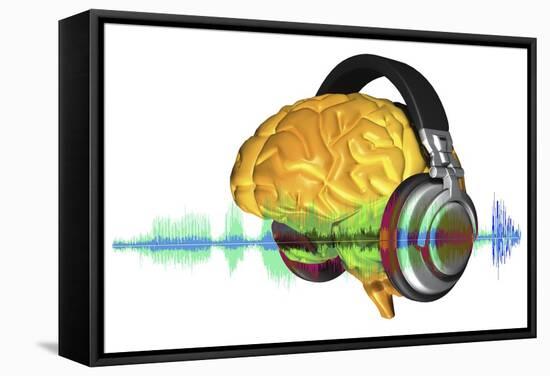 Brain with Headphones, Artwork-PASIEKA-Framed Premier Image Canvas