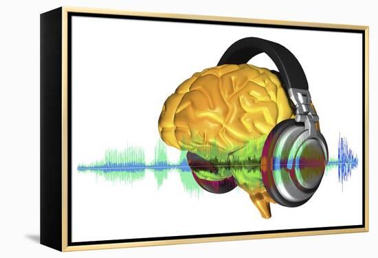 Brain with Headphones, Artwork-PASIEKA-Framed Premier Image Canvas